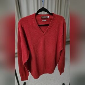 Patrick James Reserve Cashmere V-Neck Sweater in Bold Red